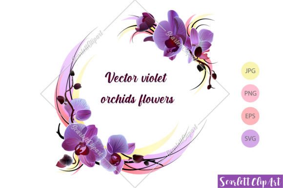 Download Orchids Floral Wreath Vector Print - Vector Collection
